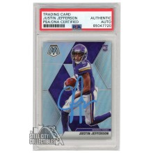 Justin Jefferson 2020 Panini Mosaic Silver Autograph Rookie Card #209 PSA/DNA (Light Blue)
