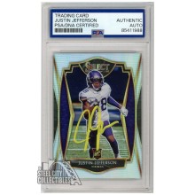 Justin Jefferson 2020 Panini Select Premier Level Silver Autograph Rookie Card #161 PSA/DNA Yellow (New Label)