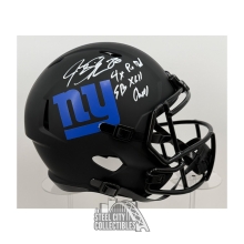 Jeremy Shockey INSC Autographed New York Giants Eclipse Replica Full Size Football Helmet - JSA (Cracked Helmet On Back)