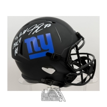 Jeremy Shockey INSC Autographed New York Giants Eclipse Replica Full Size Football Helmet - JSA (Cracked Helmet On Front)
