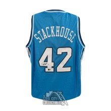 Jerry Stackhouse Autographed North Carolina Custom Blue Basketball Jersey - BAS