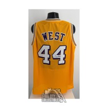 Jerry West Autographed The Logo Custom Gold Basketball Jersey - PSA/DNA (Bleeding Auto)