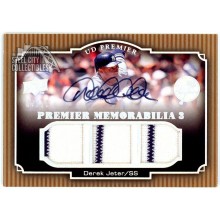 Derek Jeter 2008 Upper Deck Premier Triple Patch Autograph Card #PM3-DJ 07/20