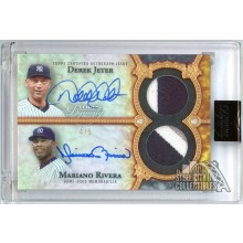 Derek Jeter Mariano Rivera 2022 Topps Dynasty Dual Patch Autograph Card #DAPC-DJ 4/5