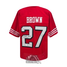 Ji'Ayir Brown Autographed San Francisco Custom Red Football Jersey - BAS