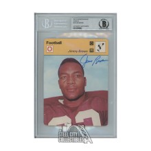 Jim Brown Autographed 1977-79 Sportscaster Series 6 Oversized Football Card - BAS