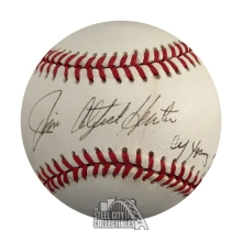 Jim "Catfish" Hunter Autographed OAL Bobby Brown Baseball W/ CY Young - JSA LOA