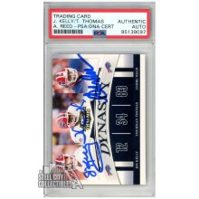 Jim Kelly, Andre Reed, Thurman Thomas 2008 Donruss Threads Dynasty Autograph Football Card #D8 PSA/DNA