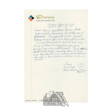 Joe DiMaggio Handwritten Dunes Diary Page - Steiner (1982)