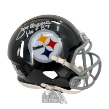 Joe Greene HOF 87 Autographed Pittsburgh Steelers Throwback 63-76 Mini Football Helmet - BAS (Silver Ink)