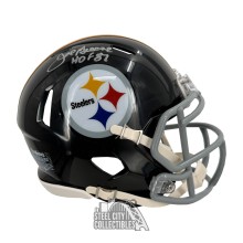 Joe Greene HOF 87 Autographed Pittsburgh Steelers Throwback 63-76 Mini Football Helmet - JSA (Silver Ink)