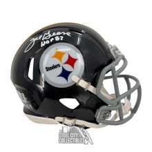 Joe Greene HOF 87 Autographed Pittsburgh Steelers Throwback 63-76 Mini Football Helmet - BAS (White Ink)