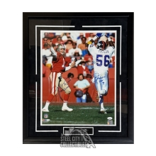 Joe Montana & Lawrence Taylor HOF Autographed Framed 16x20 Football Photo - JSA