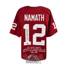 Joe Namath Autographed Alabama Stats Custom Maroon Football Jersey - BAS