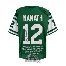 Joe Namath Autographed New York Stats Custom Green Football Jersey - JSA