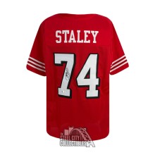 Joe Staley Autographed San Francisco Custom Red Football Jersey - BAS (Black Outlines)