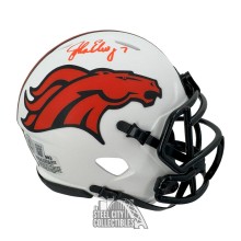 John Elway Autographed Denver Lunar Eclipse Mini Football Helmet - BAS