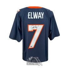 John Elway Autographed Denver Mitchell & Ness Navy Football Jersey - BAS
