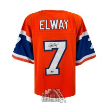 John Elway Autographed Denver Mitchell & Ness Orange Football Jersey - BAS