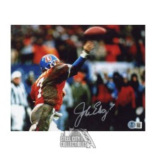 John Elway Autographed Denver 8x10 Football Photo - BAS (Muddy Jersey)