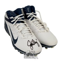 John Elway Autographed Nike Alpha White Football Cleats - BAS (Right Signed)