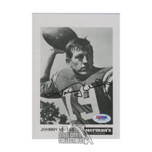 Johnny Unitas Autographed Herman Sporting Goods 5x7 Photo - PSA/DNA LOA