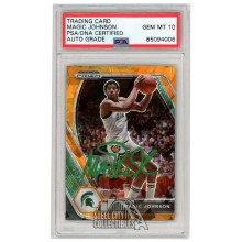 Magic Johnson 2021-22 Panini Prizm Draft Orange Ice Autograph Card #86 PSA/DNA 10 (Green)