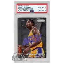 Magic Johnson 2014-15 Panini Prizm Autograph Card #175 PSA/DNA 10 (Purple)