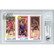 Magic Johnson Cheeks Boone 1980-81 Topps Autograph Rookie Card #66 BAS
