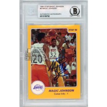 Magic Johnson 1986-87 Star Career Info Autograph Card #6 BAS