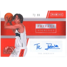 Tre Johnson 2026 Panini Private Signings Red Autograph Card 72/99