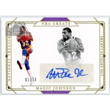 Magic Johnson 2020-21 Panini National Treasures NBA Greats Autograph Card #GS-MGJ 1/10