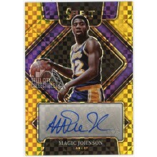 Magic Johnson 2021-22 Panini Select Gold Autograph Card #SG-MJN 5/10