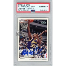 Magic Johnson Larry Bird 1992-93 Upper Deck Retire Dual Autograph Card #SP1 PSA/DNA 10