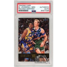 Magic Johnson Larry Bird 1994-95 Skybox Showdown Series Autograph Card #SS12 PSA/DNA