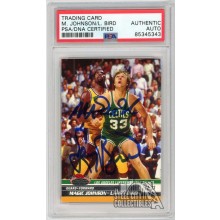 Magic Johnson Larry Bird 2007-08 Topps Stadium Club Autograph Card #PP3 PSA/DNA (Smear)