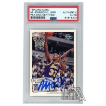 Magic Johnson Larry Bird 1992-93 Upper Deck Retire Dual Autograph Card #SP1 PSA/DNA