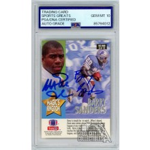 Magic Johnson Barry Sanders Jim Kelly Thurman Thomas 1993 Skybox Impact Autograph Card #KEL-MAG PSA/DNA 10