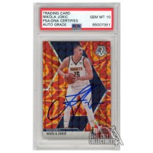 Nikola Jokic 2019-20 Panini Mosaic Reactive Orange Autograph Card #171 PSA/DNA 10