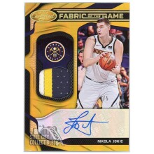 Nikola Jokic 2019-20 Panini Certified Gold Fabric of the Game Patch Autograph Card #GF-NJ 4/5