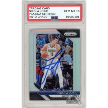 Nikola Jokic 2018-19 Panini Prizm Silver Autograph Card #92 PSA/DNA 10