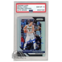Nikola Jokic 2018-19 Panini Prizm Silver Autograph Card #92 PSA/DNA 10