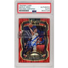 Nikola Jokic 2020-21 Panini Select Company Red Flash Autograph Card #16 PSA/DNA