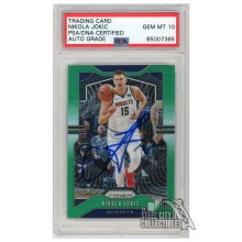 Nikola Jokic 2019-20 Panini Prizm Green Autograph Card #84 PSA/DNA 10