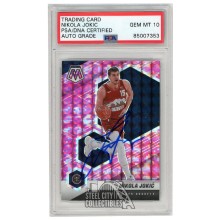 Nikola Jokic 2020-21 Panini Mosaic Camo Pink Autograph Card #21 PSA/DNA 10