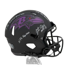 Jonathan Ogden 4 INSC Autographed Baltimore Ravens Eclipse Authentic Full Size Football Helmet - BAS