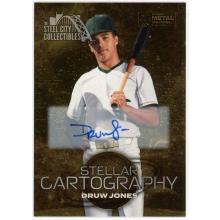 Druw Jones 2024 Upper Deck Skybox Metal Universe Stellar Cartography Gold Autograph Card #135 4/10