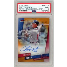 Chipper Jones 2019 Topps Finest Orange Autograph Card #FA-CJ 8/25 PSA 9