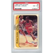 Michael Jordan 1986-87 Fleer Basketball Sticker Rookie Card #8 PSA 8 (371)