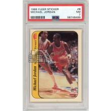 Michael Jordan 1986-87 Fleer Basketball Sticker Rookie Card #8 PSA 7 (499)